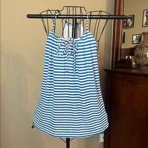 Blue and White Striped Women's Top